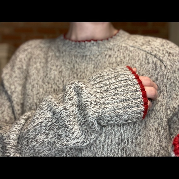 Eddie Bauer Lamb’s Wool Beige and Red Sweater Size 2XL - Picture 5 of 9